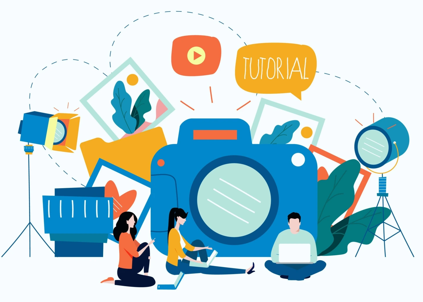 Mehrere Leute arbeiten an einer großen Kamera