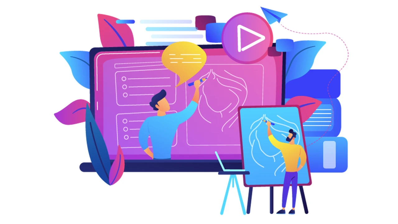 Zwei Männer zeichnen mit digitalen Tools