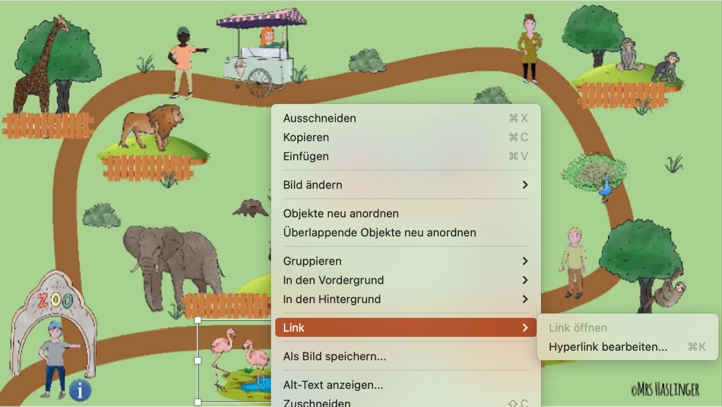 Lernlandkarte zum Thema "Zoo"