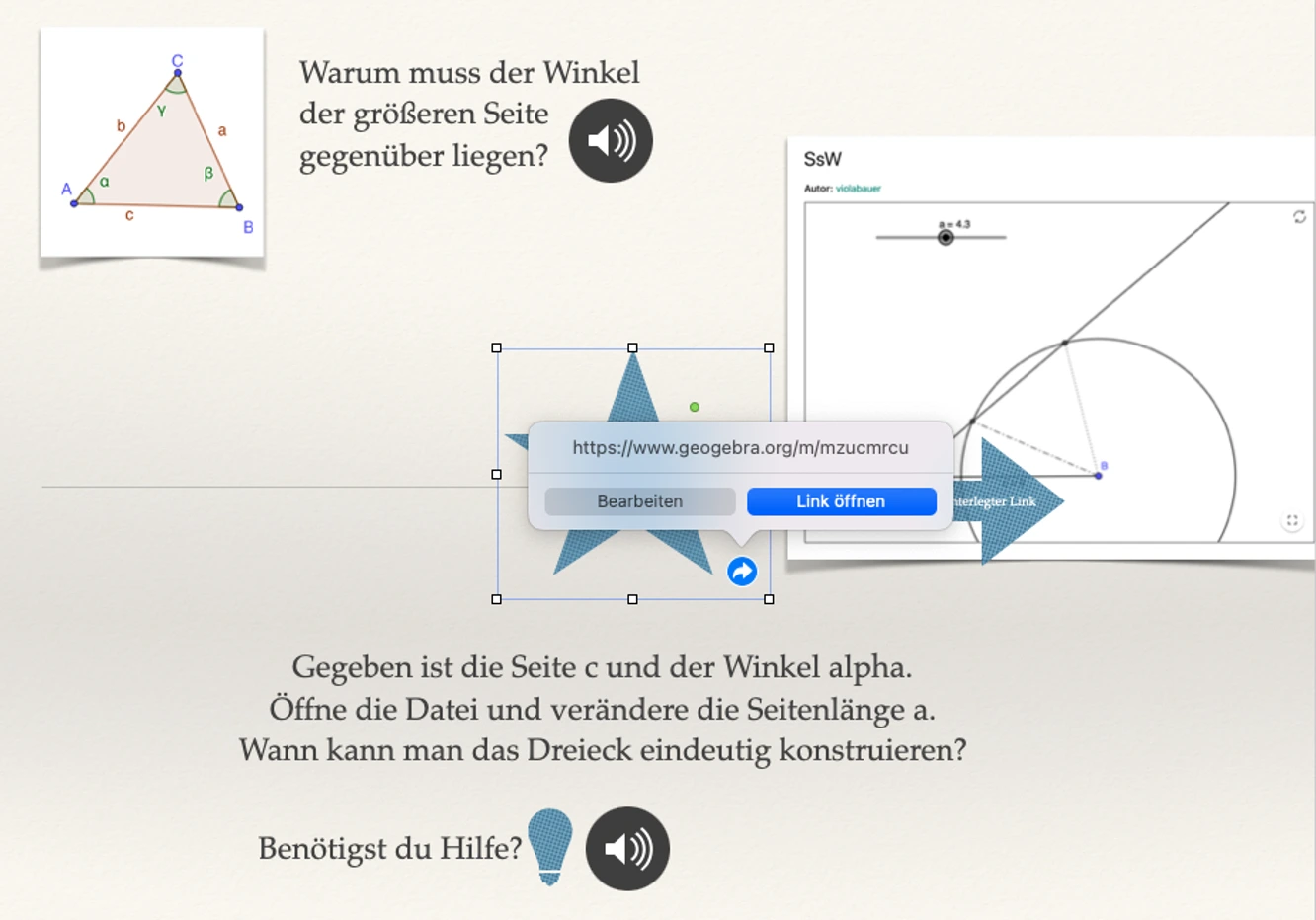 Aufgabe zum Thema Winkel mit Differenzierungslink
