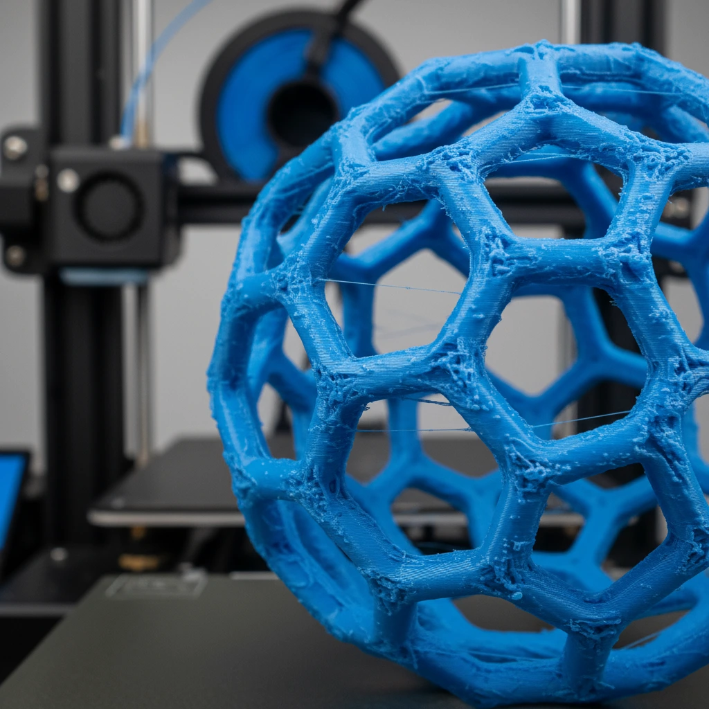 Bild zeigt eine Produkt eines Filament 3D Druckers, auf dem unsaubere Flächen zu erkennen sind