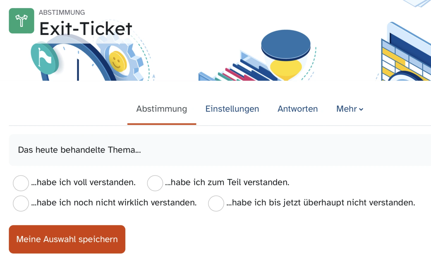 Die Grafik zeigt einen Screenshot einer Abstimmung, welche die Schülerinnen und Schüler am Ende einer Lerneinheit fragte, ob sie das Thema verstanden hätten.