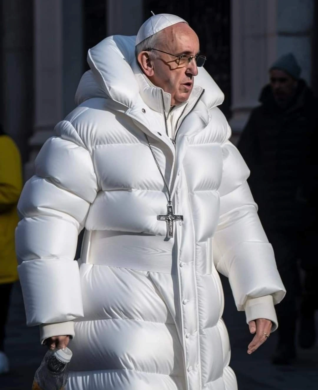 KI-generiertes Bild von Papst Franziskus in einer bauschigen Winterjacke