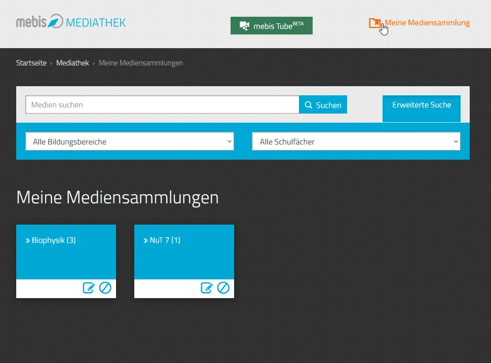 mebis Mediathek Mediensammlung