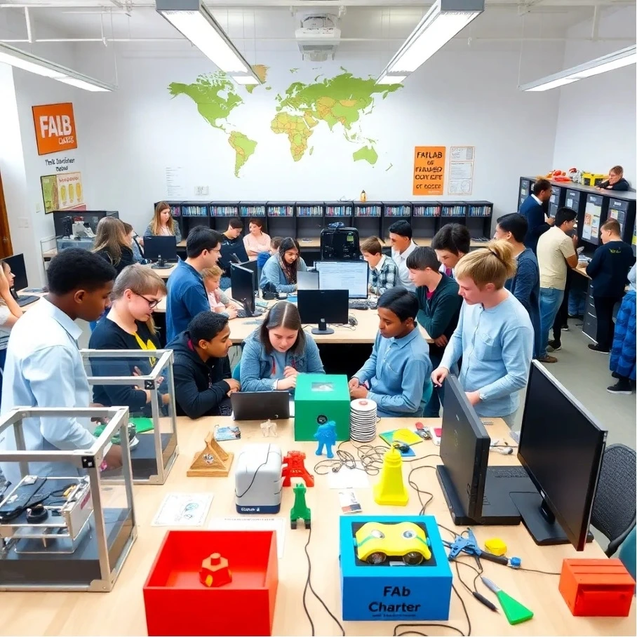 Lernende in einem Makerspace- Labor