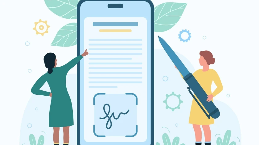 Zwei Frauen arbeiten an einem Smartphone