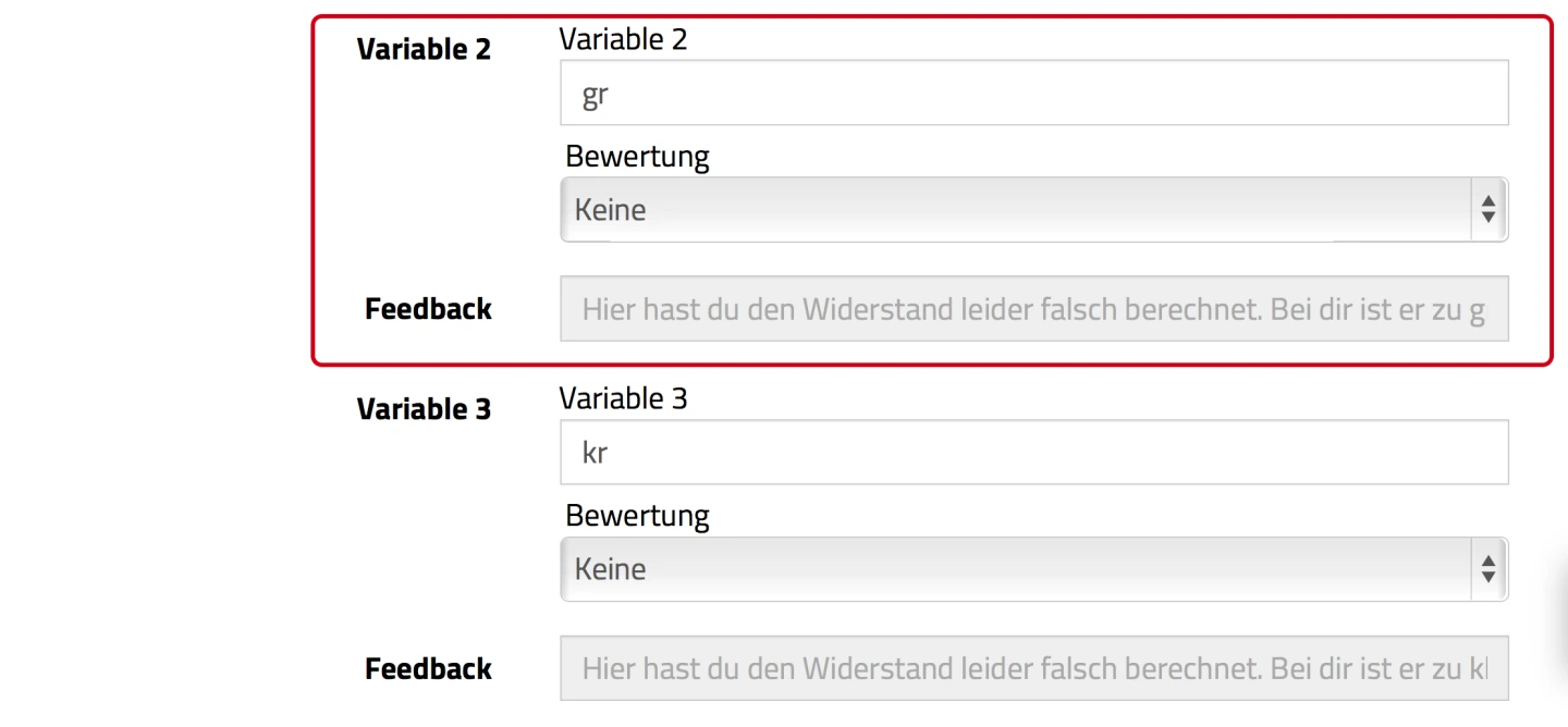Screenshot Übergabe der Wahrheitswerte