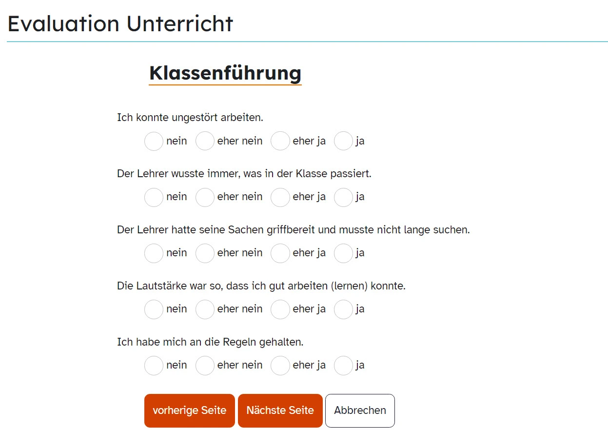Beispiel eines Schüler-Feedbackbogens zur Klassenführung