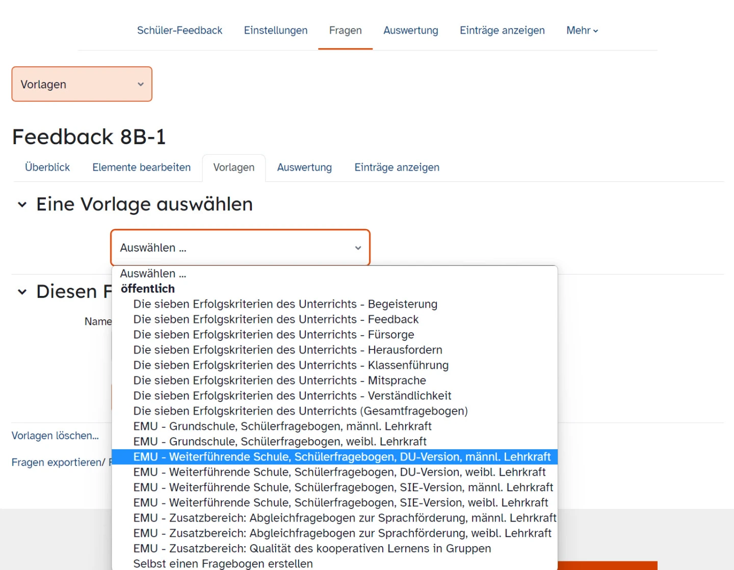Vorlagen für Schüler-Feedback