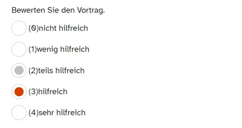 Zu sehen ist ein Screenshot, der den Fragentyp Multiple Choice skaliert zeigt.