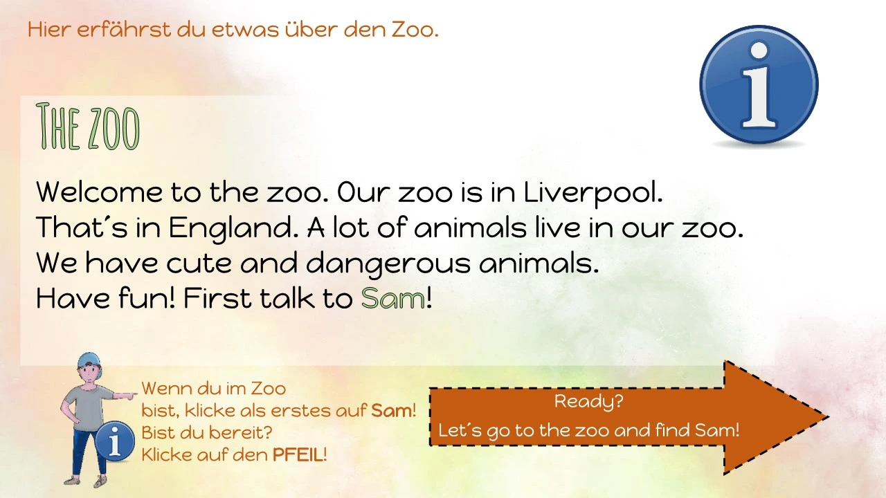 Arbeitsauftrag zum Thema "The zoo"