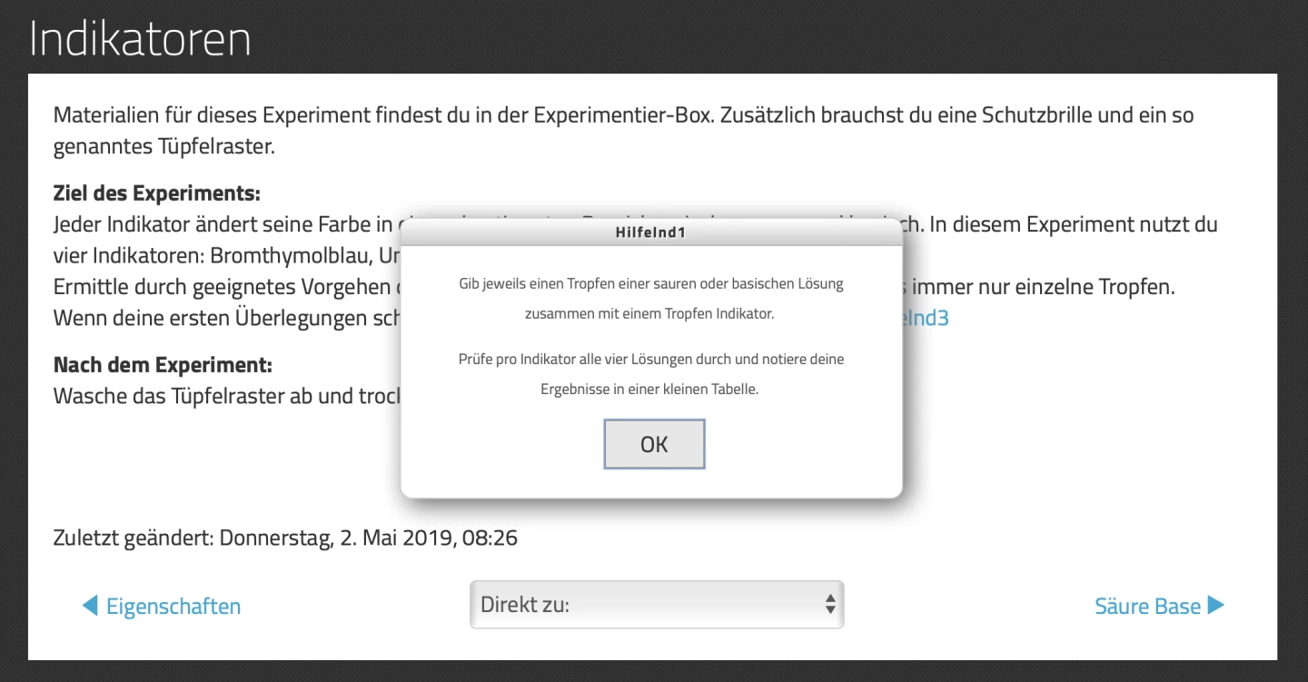 Hilfestellung als Text