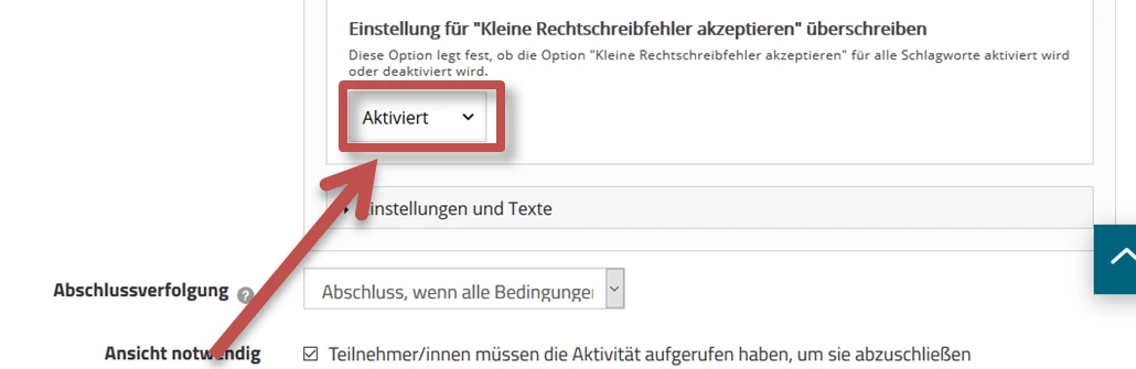 Screenshot Einstellung für kleine Rechtschreibfehler aktivieren oder deaktivieren