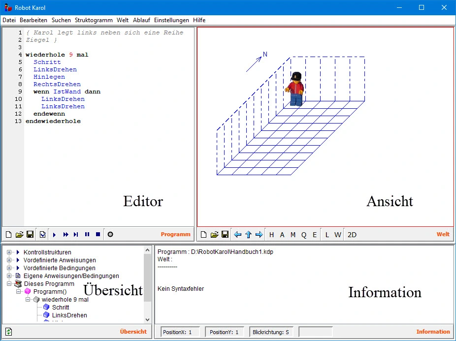 Programmierumgebung von RobotKarol