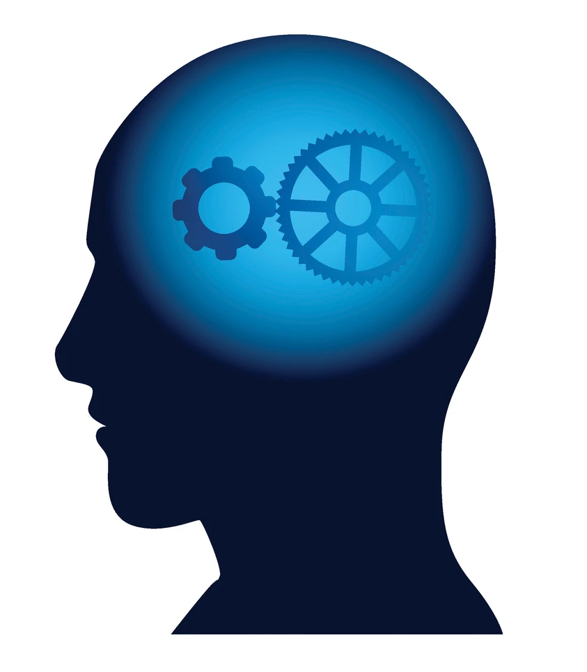 Head With Cog Wheel In Brain, Brainstorm Thinking Intelligence Concept Icon