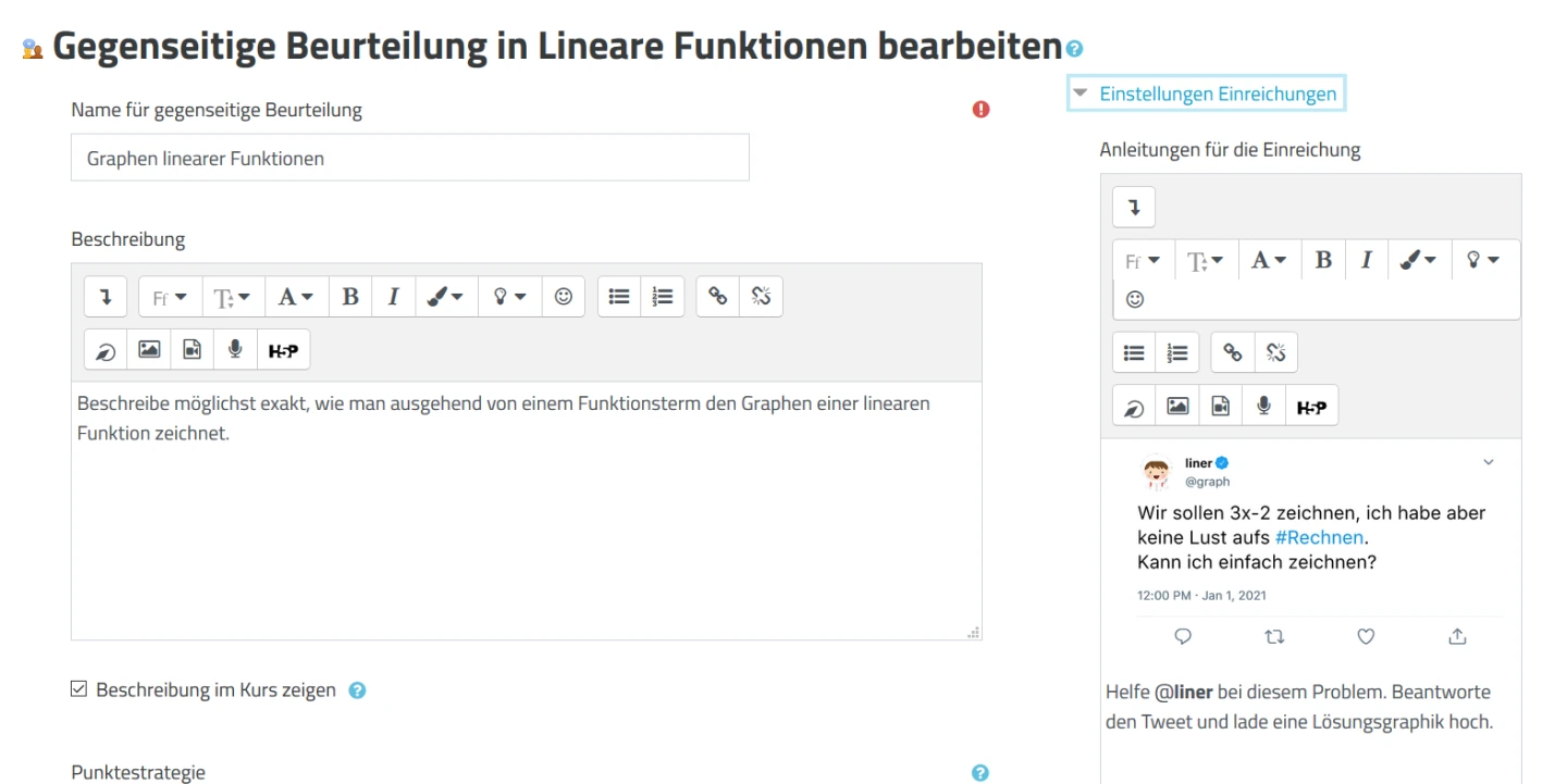 mebis Gegenseitige Beurteilung - Screenshot