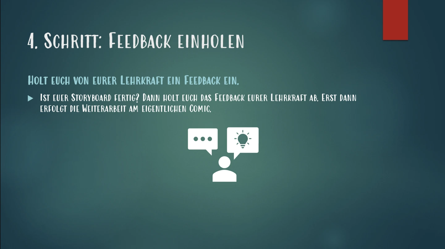 Arbeitsanweisung zur Einholung von Feedback bei der Lehrkraft