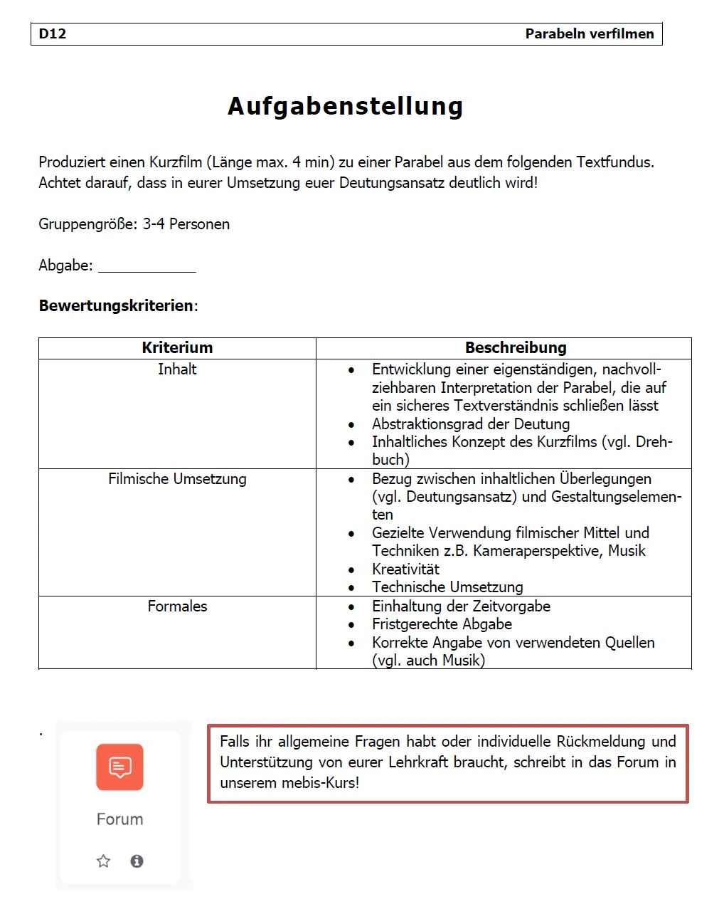 Aufgabenstellung