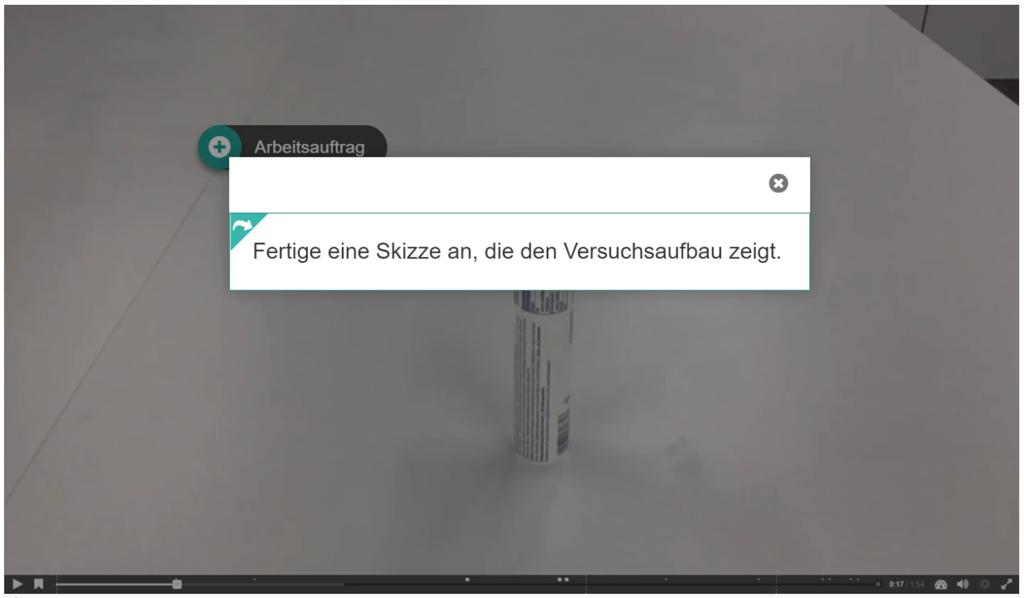 Screenshot zeigt Arbeitsauftrag