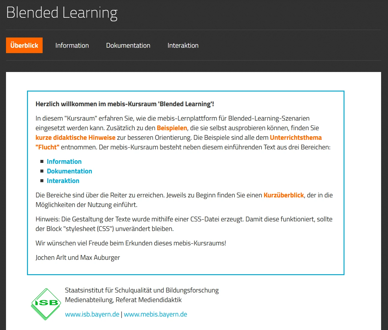Screenshot des Kursüberblicks im teachSHARE-Kurs