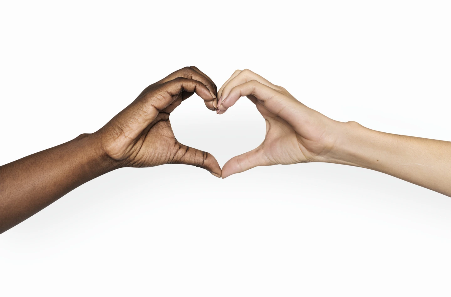 Diverse hands with love sign