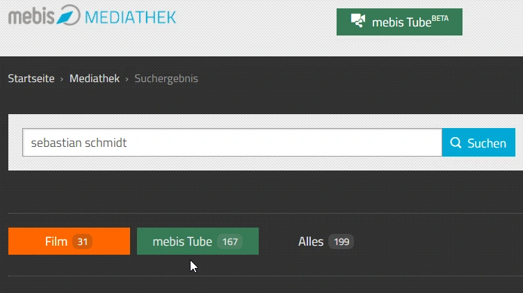 Screenshot Mediathek mebis Tube Sebastian Schmidt