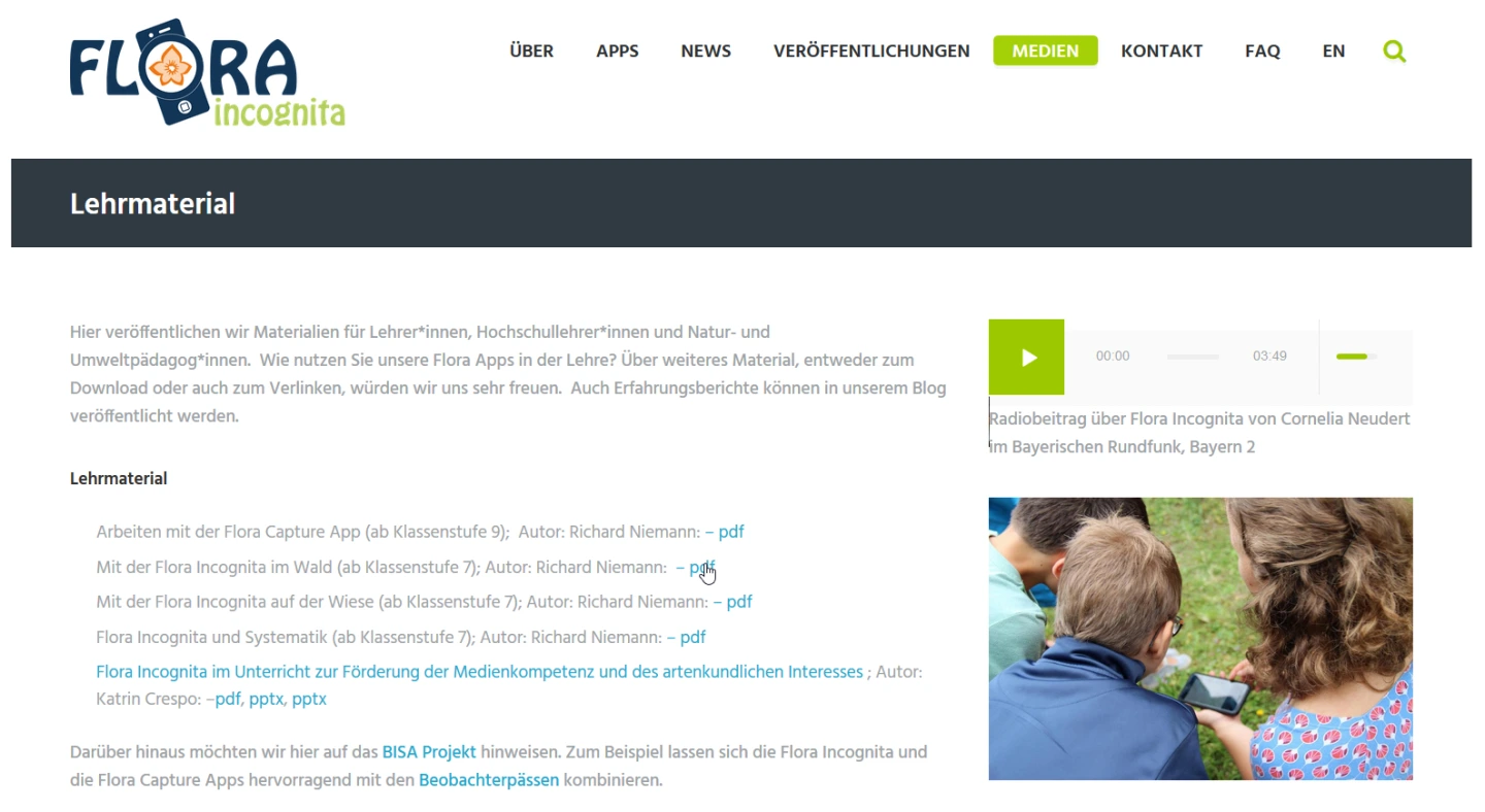 Citizen Science Flora Incognita Lehrmaterial