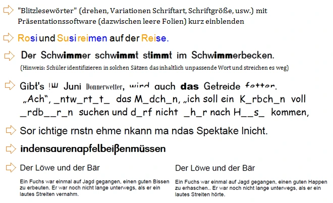 Einfache Leselernübungen digital