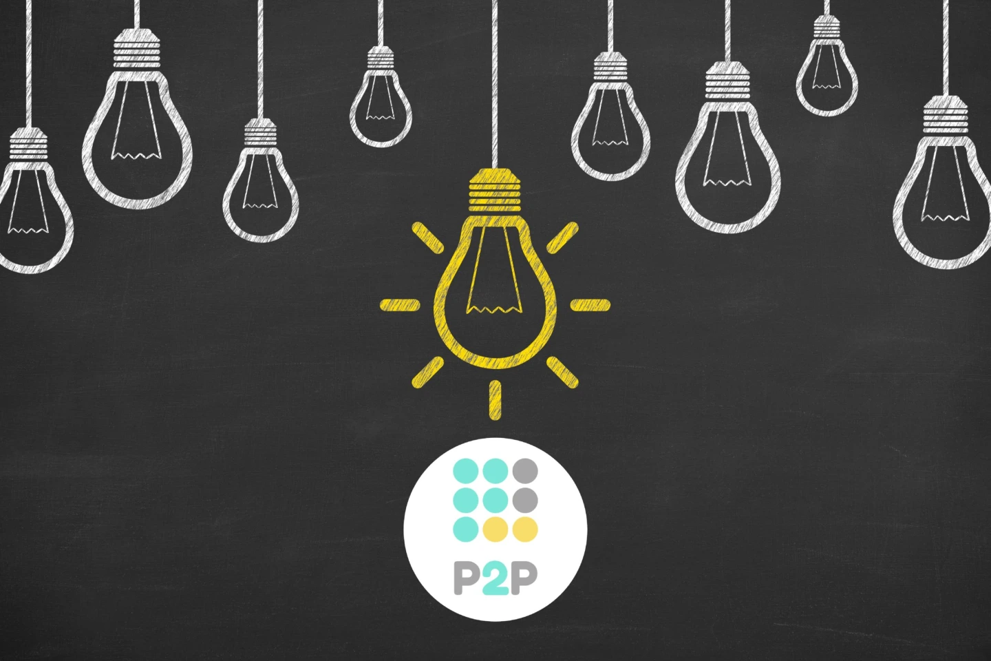 Glühbrinen über P2P-Logo