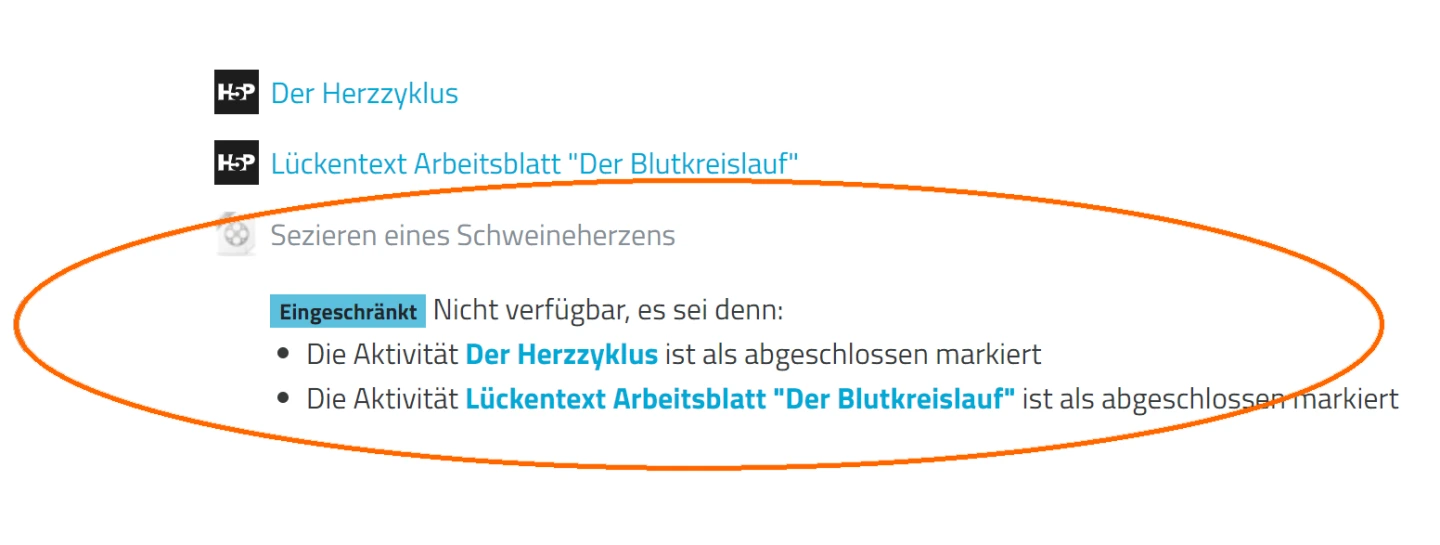 Bedingte Verfügbarkeit (Kursansicht)