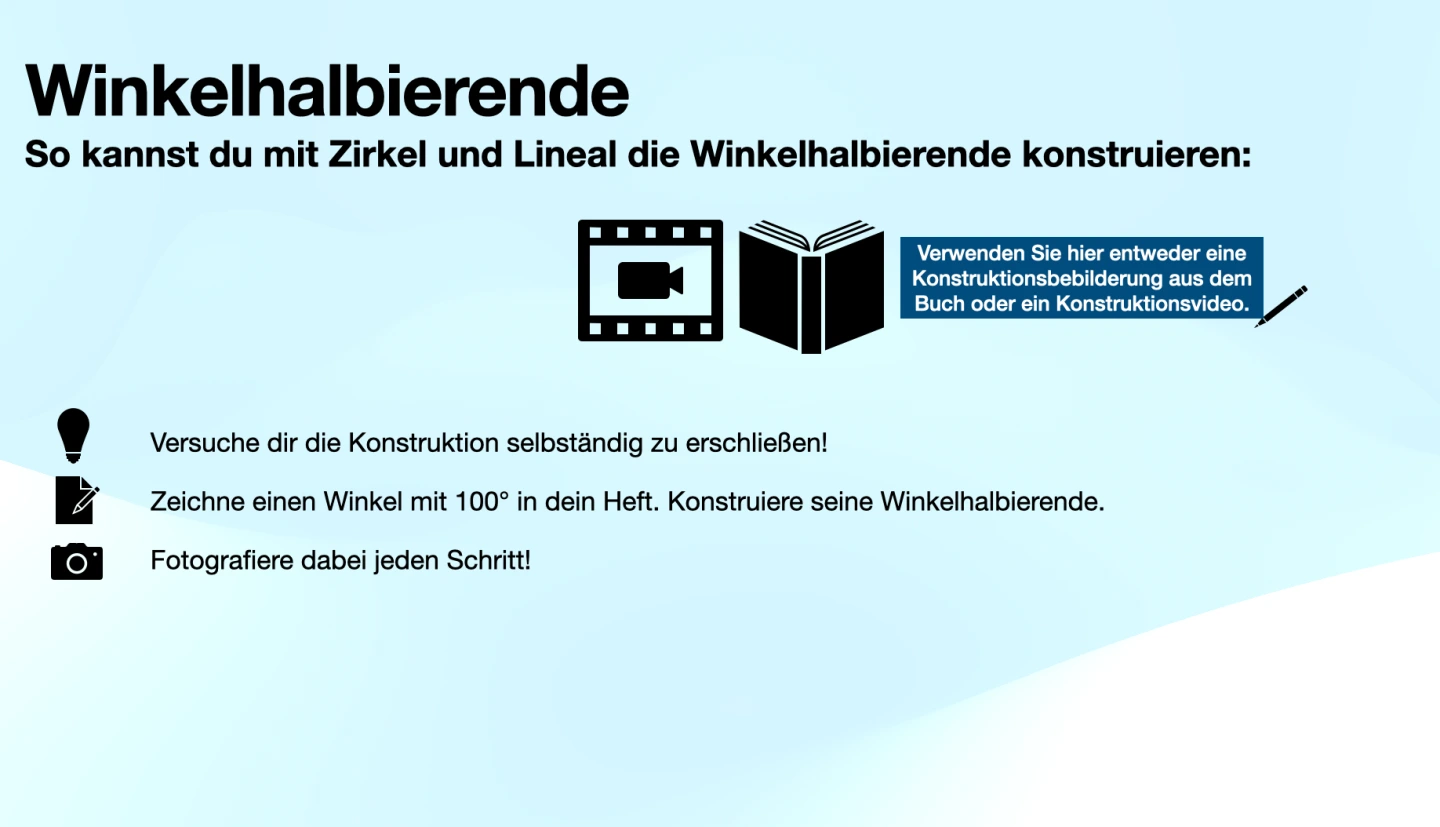 Comicanleitung zur Konstruktion einer Winkelhalbierenden - Material