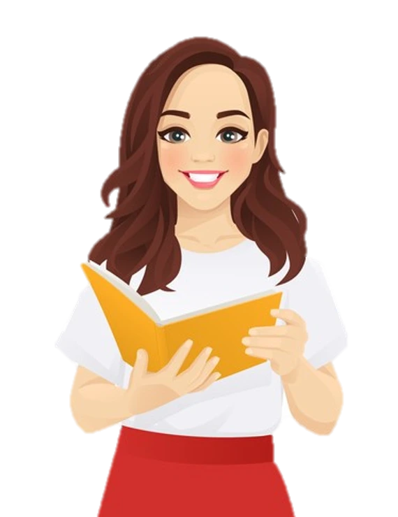 Frau hält ein gelbes Buch in der Hand