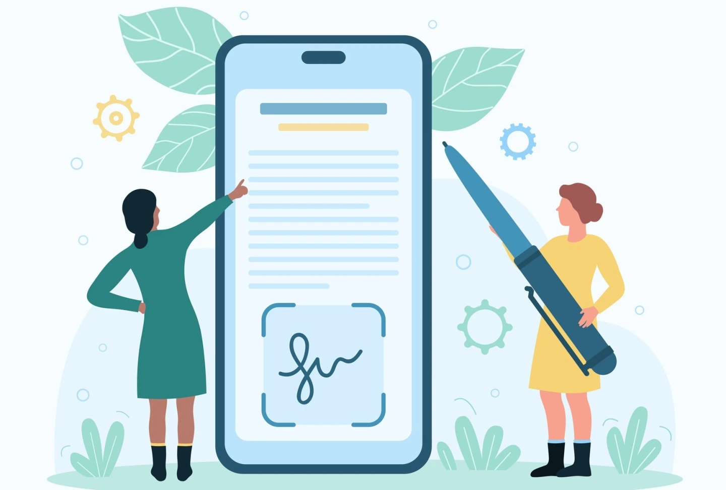 Zwei Frauen arbeiten an einem Smartphone