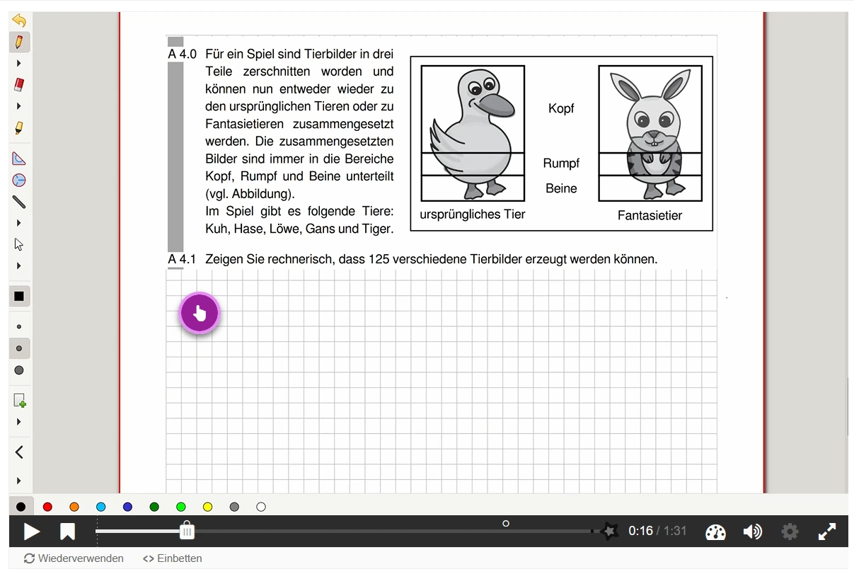 Der Screenshot zeigt die Darstellung einer Aktivität im H5P-Inhaltstyp "Interactive Video" als Button.