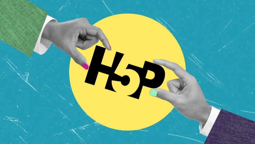 Zwei Hände halten das Logo von HP5 In ihrer Mitte
